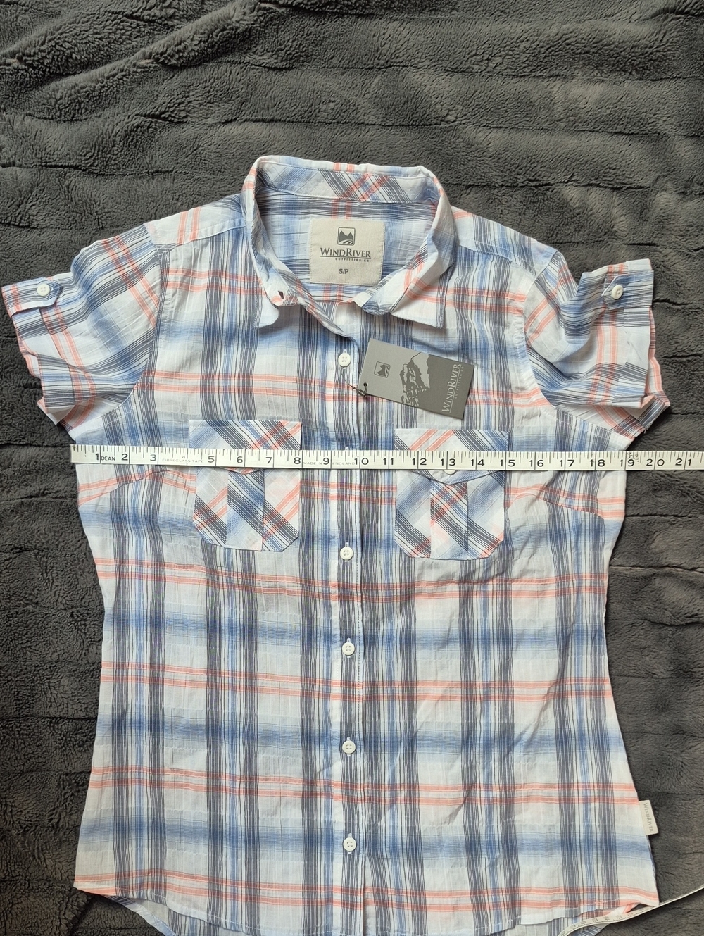 WindRiver Cotton Short Sleeve Button Down In Winter Plaid SZ Small, New W Tags! - Picture 10 of 12